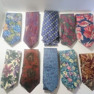 Assorted Men's Floral & Paisley Ties in Blue, Red, Pink, Green